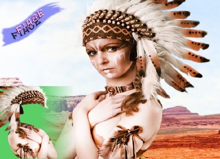 Скачать Шаблон для фотошоп - Девушка индейского племени бесплатно, фильм DVDrip мультфильм игру