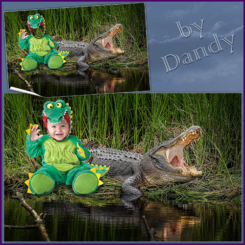 Скачать Шаблон для фотошопа - Маленький крокодильчик бесплатно, фильм DVDrip мультфильм игру