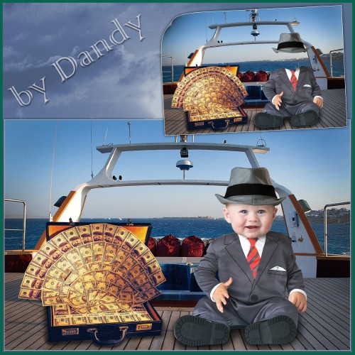 Скачать Шаблон для фотошопа - Маленький бизнесмен на яхте бесплатно, фильм DVDrip мультфильм игру