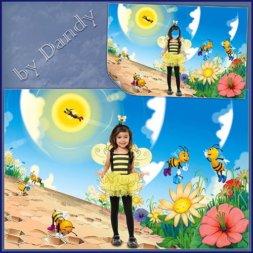 Скачать Шаблон для фотошопа - Пчелка возле улья бесплатно, фильм DVDrip мультфильм игру