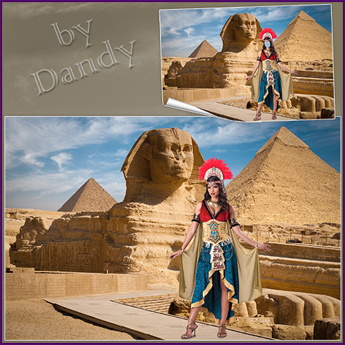 Скачать Шаблон для фотошопа - Египетская царица возле Сфинкса бесплатно, фильм DVDrip мультфильм игру
