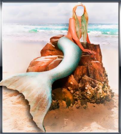 Скачать Шаблон для фотошопа - Русалочка на берегу моря бесплатно, фильм DVDrip мультфильм игру